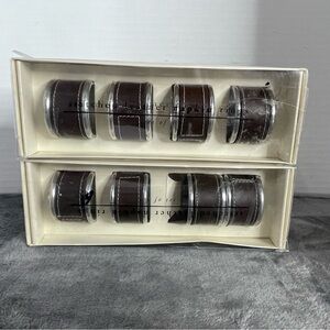 Pier 1 Imports Set of 8 Napkin Rings Stitched‎ Leather and Aluminum